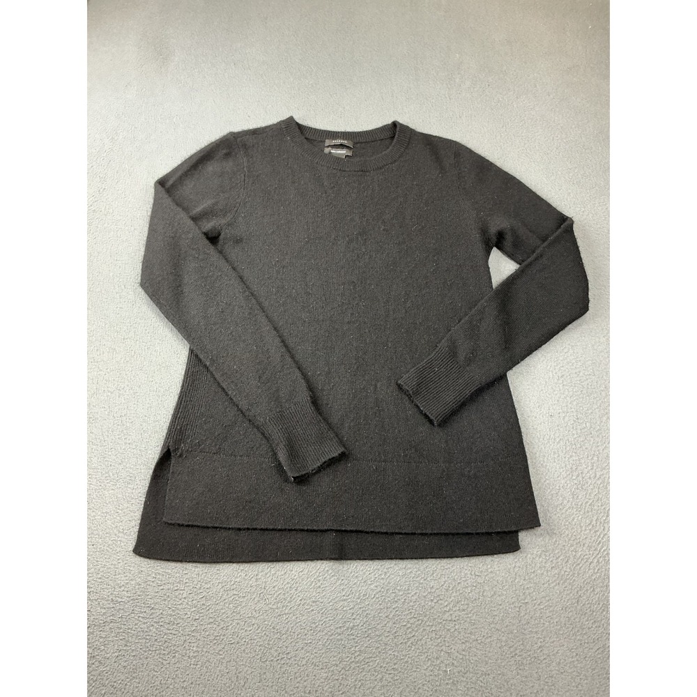 Halogen Cashmere Sweater Womens XS Black Crewneck High Low Side Slit HA368584MI